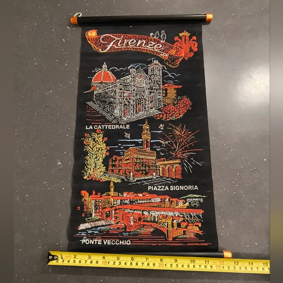 Vintage Firenze / Florence Italy wall hanging scroll retro tourist souvenir - Picture 1 of 2